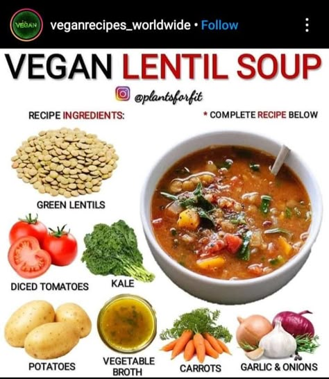 Vegetarian Recipes With Lentils, Vegan Recipes With Lentils, Hclf Vegan Recipes, Vegan Soups And Stews, Sustainable Meals, Lentils Recipe, Lentil Soup Recipe, Vegan Lentil Soup, Vegan Lentil