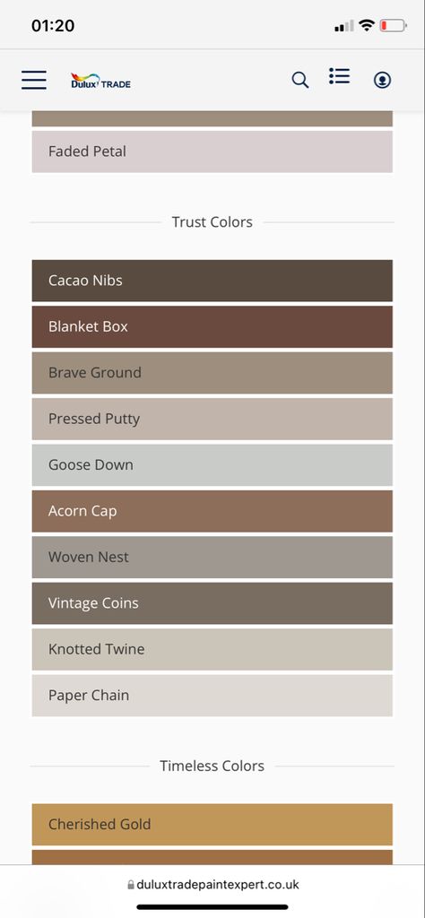 Mid Umber Dulux Heritage, Brave Ground Dulux Paint, Powder Colour Dulux Heritage, Dulux Brown Paint Color Palettes, Dulux Brave Ground, Dulux Easycare Colours, Dulux Colour Schemes, Brave Ground, Reno Ideas