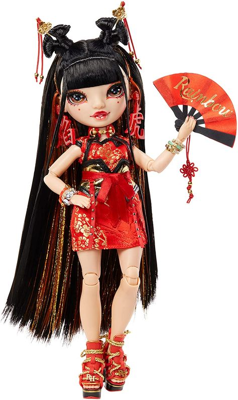 AmazonSmile: Rainbow High Chinese New Year Collector Doll (11-inch)- 2022 Year of The Tiger Lily Cheng with Multicolored Rainbow Hair, 2 Gorgeous Outfits to Mix & Match and Premium Doll Accessories, Multicolor : Toys & Games Rainbow High Lily Cheng, Rainbow Fashion, China Dolls, Year Of The Tiger, Rainbow High, Doll Stands, Chinese Clothing, New Dolls, Rainbow Hair