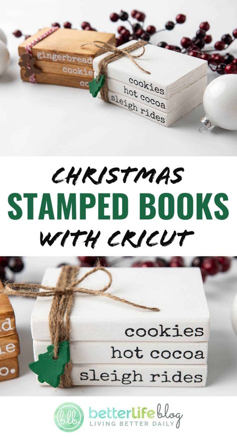 1x4 Wood Projects, Diy Wood Books, Scrap Wood Diy, Stamped Books, Christmas Tree Truck, Tis The Season To Be Jolly, Wood Book, Book Stamp, Dollar Tree Diy Crafts