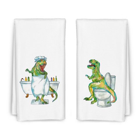 PRICES MAY VARY. 1.Versatile Size: Measuring 16 x 24 inches, these kitchen towels perfectly meet your home and kitchen needs. 2.Quick-Drying and Absorbent: Enjoy efficient drying and excellent water absorption with these durable towels. 3.Multi-Purpose Use: These perfect decorative kitchen towels serve a multitude of purposes, from dish washing to countertop cleaning and even enhancing your kitchen's aesthetic. 4.Thoughtful Gift Idea: Whether it's for a bridal shower, wedding, Mother's Day, Vale Dinosaur Bathroom, Dinosaur Towel, Bathroom Decor Kids, Kids Bathroom Sets, Boys Bathroom Decor, Kids Bathroom Decor, Hand Towels For Bathroom, Modern Towels, Towels For Bathroom