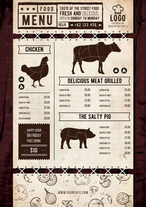 Grill Menu Design Ideas, Street Food Menu Design, Meat Menu Design, Menu Project, Grilling Menu, Supermarket Design, Food Menu Design, Green Pasture, Menu Ideas