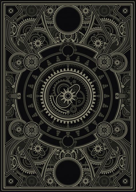 Steampunk poster template vector eps | Premium Vector #Freepik #vector #logo #poster #gold #cover Steampunk Poster, Witchcraft Design, Art Deco Tattoo, Playing Cards Design, 카드 디자인, Retro Logos, Steampunk Design, Tarot Art, Steampunk Art