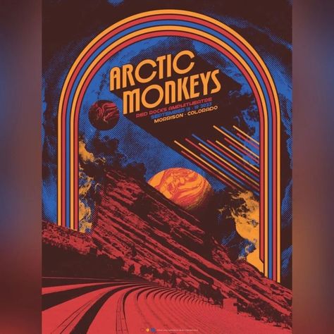 Arctic Monkeys Red Rocks Park And Amphitheatre September 18th 19th 2023 Poster  >>      <a rel=... The Arctic Monkeys, Arctic Monkeys Wallpaper, Monkey Wallpaper, Red Rock Amphitheatre, Music Poster Design, Monkey Art, Artic Monkeys, Blue Poster, Concert Poster