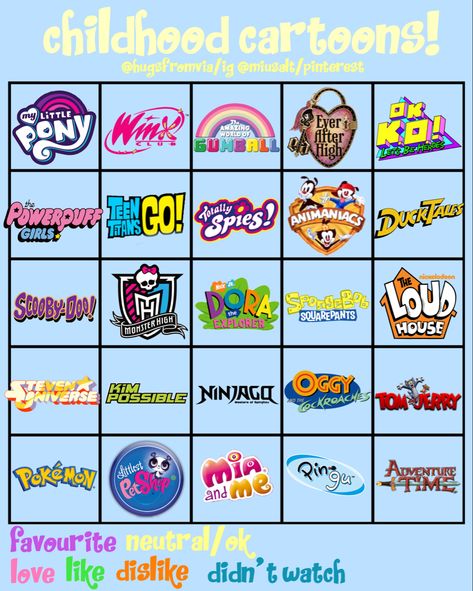 free to use :) more bingos made by me in my "viabingo" board!!! Childhood Bingo, Monster Bingo, Monster High House, Cartoon Template, Animated Cartoon Movies, Funny Charts, Childhood Cartoons, Character Sheet Template, Bingo Sheets