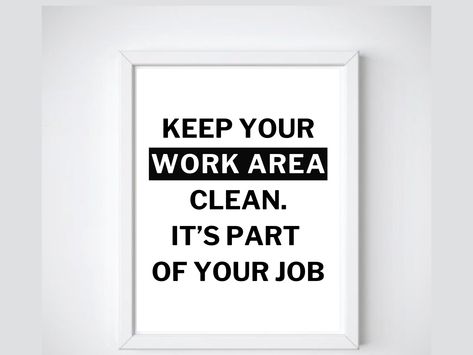 Keep Your Work Area Clean Kitchen Signage and Poster Aesthetic and Minimalist Printable Kitchen Sign Printable Kitchen Signs, Food Safety Posters, Kitchen Safety, Art Restaurant, Safety Posters, Restaurant Signs, Poster Aesthetic, Office Poster, Kitchen Sign