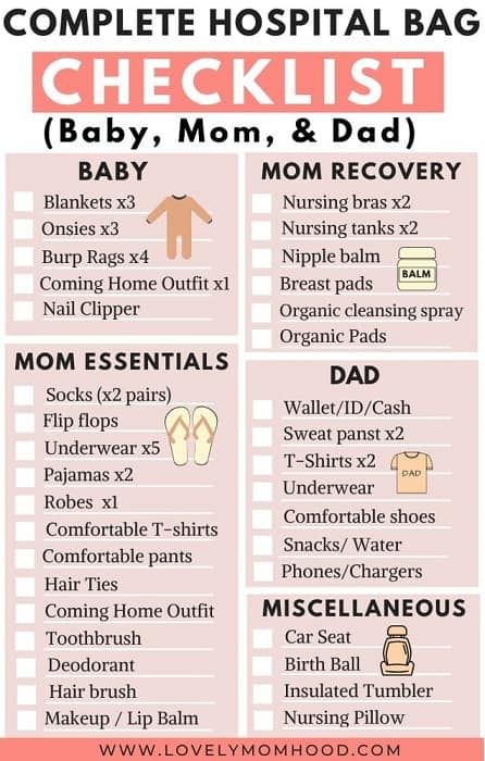 Packing your hospital bags for labor and delivery can feel really overwhelming. But... not today mama! Here is a complete hospital bag checklist printable for baby, mom, and dad so that everything and everyone is ready to go when you go into labor. #pregnancy #thirdtrimester #3rdtrimester #hospitalbag #hospitalbagchecklist #hospitalbagprintable Hospital Bag Checklist For Baby, Baby Hospital Bag Checklist, Hospital Bag For Mom To Be, Pregnancy Hospital Bag, Baby Hospital Bag, Baby Delivery, Bag Checklist, Hospital Bag Checklist, Newborn Baby Tips