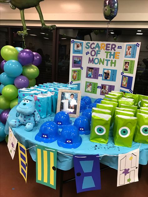 Monsters Inc Gift Bags, Monsters Inc Scarer Of The Month, Monsters Inc Games Party Ideas, 1st Birthday Monsters Inc Theme, Scarer Of The Month Monster Inc, Monsters 1st Birthday, Monsters Inc Birthday Party Balloons, Monsters Birthday Party Ideas, Monsters Ink 1st Birthday