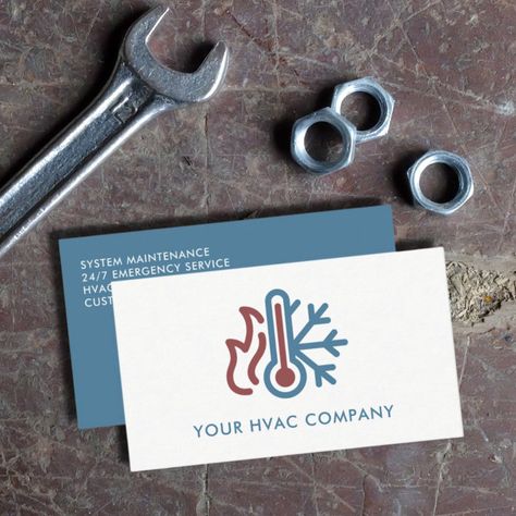 Simple Modern Logo AC Heat Professional HVAC Business Card - business card Hvac Business Cards, Hvac Logo, Hvac Business, Salon Business Card, Beauty Salon Business Cards, Hvac Company, Glitter Photo, Business Card Inspiration, Salon Business