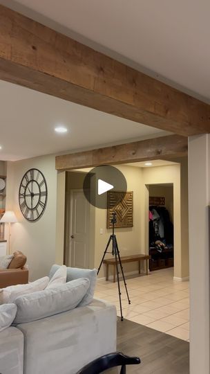 Beams Living Room, Minwax Dark Walnut, Ceiling Beams, Dark Walnut, House Stuff, Beams, House Plans, Walnut, Diy Decor