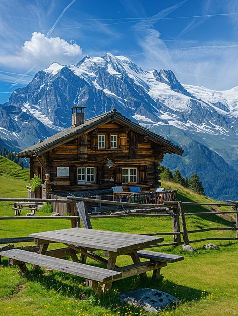 Alpine Mountain Lodge Cabin In The Mountains, The Life I Want, Life I Want, Mountain Lodge, Mountain Town, Above The Clouds, Swiss Alps, Mountain Cabin, Village Houses