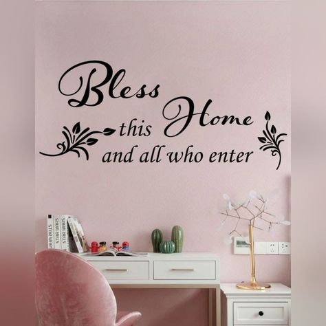 Bless This Home And All Who Enters Wall Decal Sticker. Brand New On Roll. Size Details In Photos. Ships Same Or Next Day The Order Arrives In 2 Days After Shipping!! Satisfaction Guaranteed Make Me An Offer And 9 Times Out Of 10 I Accept!! Bizzy Bee Breezy's Boutique With Every Purchase Questions? Leave A Comment Below Rose Pink Living Room, Embroidered Wall Art, Mermaid Wall Decor, Wall Decor Men, Sticker Brand, Fish Wall Decor, Man Cave Wall Art, Pink Living Room, Family Frames