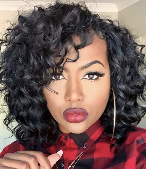 Kręcony Bob, Short Curly Weave Hairstyles, Deep Wave Crochet Hair, Bob Riccio, Short Curly Weave, Sew In Weave Hairstyles, Ocean Wave Crochet Hair, Wavy Weave, Curly Crochet Braids