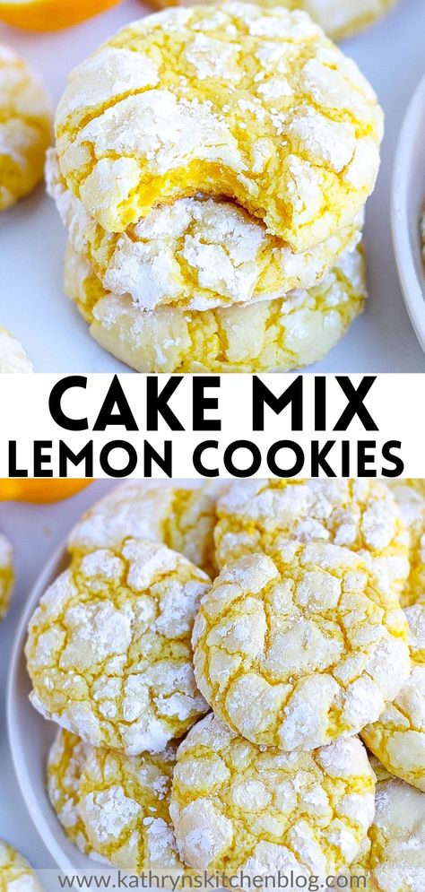 Duncan Hines Cake Mix Cookies, Lemon Cake Cookies, Duncan Hines Cake, Lemon Cake Mix Cookies, Lemon Cookies Easy, Cookies Lemon, Cool Whip Cookies, Box Lemon Cake, Cake Box Cookies