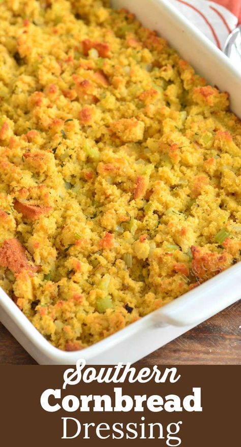 Homemade Cornbread Dressing. The best cornbread dressing is made from scratch with homemade cornbread and classic combination of onion, celery, and sage. #sidedish #cornbread #dressing #stuffing #homemade Best Cornbread Dressing, Stuffing Homemade, Easy Mexican Cornbread, Soul Food Cornbread Dressing, Homemade Cornbread Dressing, Dressing Stuffing, The Best Cornbread, Southern Cornbread Dressing, Best Cornbread