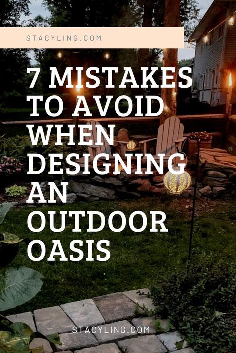 Looking for ways to enjoy your backyard? Avoid these mistakes when creating a backyard living space. Create outdoor living spaces you'll use and enjoy all season long with these tips. #backyardideas #backyardliving #backyarddeck #backyardpatiodesigns #deck #patio #firepit #backyardfirepit #backyardmakeover #backyardoasis #outdoorliving #outdoorlivingspacecovered #outdoorlivingdesign #outdoorpatioideas #deckideas #deckdesign #deckdecorating #patiodecoratingideas #patiodesign #patiofurnitureideas Outdoor Fire Pit Area, Deck Fire Pit, Fire Pit Landscaping, Backyard Fireplace, Cozy Backyard, Outdoor Living Design, Easy Landscaping, Fire Pit Area, Fire Pit Designs