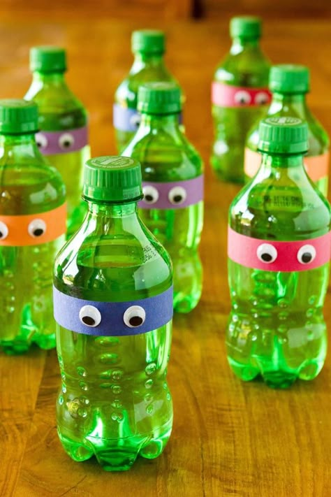 Ninja Turtle Party Drinks Teenage Mutant Ninja Turtle Party, Mutant Ninja Turtles Party, Turtle Baby Shower, Turtle Birthday Parties, Turtle Theme, Tmnt Birthday, Ninja Turtles Birthday Party, Tmnt Party, Ninja Birthday