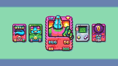 (1) Clément 🌞 (@clementdussol) / Twitter Bright Color Pallets, Game Card Design, Indie Game Art, Mobile Ui Patterns, Pixel Art Background, Pixel Art Tutorial, Playing Cards Design, Pixel Art Games, Game Ui Design