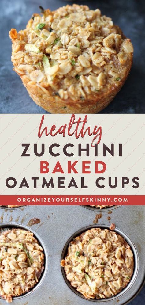 Zucchini Baked Oatmeal Cups, Baked Oatmeal Cups Healthy, Oatmeal Cups Healthy, Breakfast Recipes Meal Prep, Zucchini Baked Oatmeal, Healthy Grab And Go Breakfast, Healthy Grab And Go, Healthy Breakfast Baking, Bd Ideas