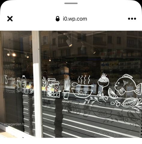 Glass Sticker Design, Cafe Window, Window Mural, Window Illustration, Decoration Vitrine, Window Drawing, Window Display Design, 광고 디자인, Christmas Window Decorations