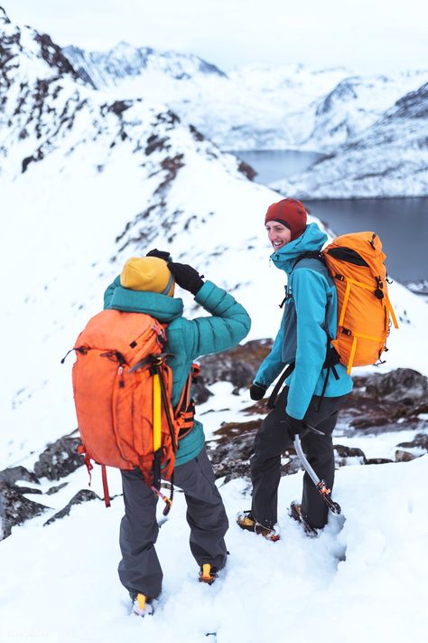 Backpackers hiking up the Segla mountain, Norway | premium image by rawpixel.com / Jack Anstey Ski Trip Essentials, Ski Trip Packing List, Ski Trip Packing, Snowboarding Aesthetic, Ski Pack, Skiing Training, Ski Pictures, Ski Backpack, Winter Hike