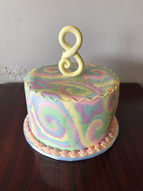 8th Birthday Cake Girl, 9 Cake, 8th Birthday Cake, Pastel Tie Dye, Birthday Cake Ideas, Bday Cake, Birthday Cake Kids, 9th Birthday, Girl Cakes