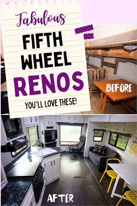 5 Wheel Camper Remodel, Small Fifth Wheel Remodel, Rv Fifth Wheel Makeover, Old Fifth Wheel Remodel, Fifth Wheel Makeover, Fifth Wheel Bedroom Ideas, Diy Travel Trailer Remodel, Renovated Fifth Wheel Camper, Fifth Wheel Decorating Ideas Rv Interior