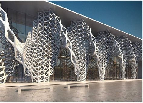 When I think “parametric architecture”, I usually think of something like this: Alleyway Architecture, Imaginative Architecture, Architecture Art Nouveau, Exterior Facade, Museum Design, Architectural Rendering, Parametric Architecture, Santiago Calatrava, Michael Brown