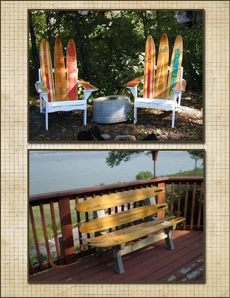 Seibels Cottage: Decorating with Vintage Water SKis Water Ski Decor Ideas, Ski Decor Ideas, Water Ski Decor, Ski Chair, Living Colors, Water Skis, Water Ski, Lake Houses, Ski Decor