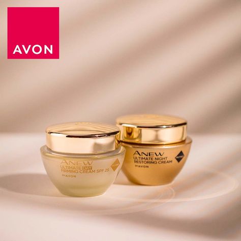 Avon Anew Ultimate, Night Skincare, Avon Cosmetics, Avon Anew, Beauty Corner, Avon Beauty, Firming Cream, Day Night, Beauty Products