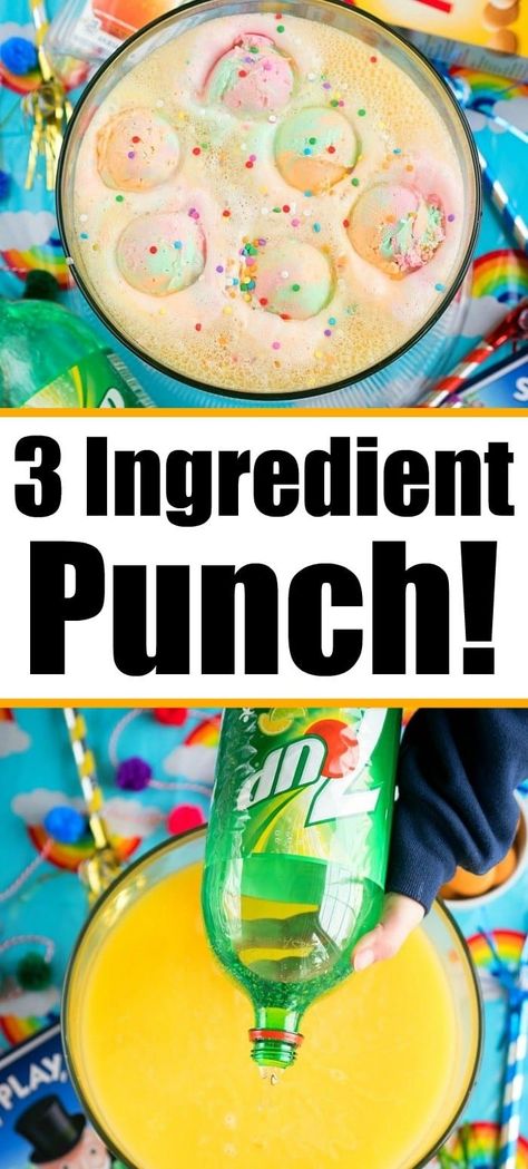 Party punch recipe has just 3 ingredients and is the best punch recipe for a birthday party or baby shower! Make this for any occasion and it's a hit!! #punch #sherbertpunch #sorbetpunch #birthdayparty #babyshower #babyshowerpunch #birthdaypartypunch #sherbertpunch Sorbet Punch, Party Punch Recipe, Best Punch Recipe, Shower Punch, Sherbet Punch Recipes, Fruit Punch Recipe, Baby Shower Punch Recipes, Sherbet Punch, Alcoholic Punch Recipes