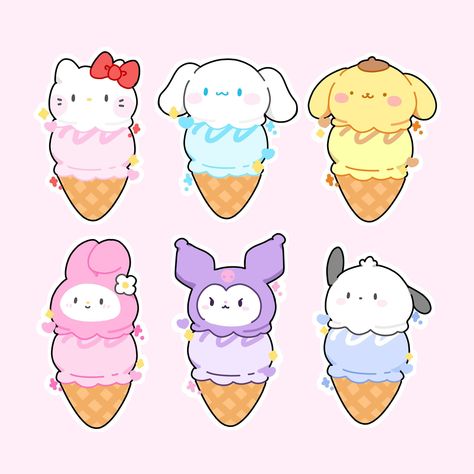 *UPDATE; available as stickers in my Etsy shop now! link in bio* When your ice cream only drips sparkles and hearts and is magically and… | Instagram Cinnamoroll Ice Cream, Ice Cream Cartoon Drawing, Kuromi Ice Cream, Cute Stickers Printable Kawaii Stamps, Cute Sanrio Stickers, Sanrio Ice Cream, Ice Cream Character, Cute Food Stickers, Ice Cream Kawaii