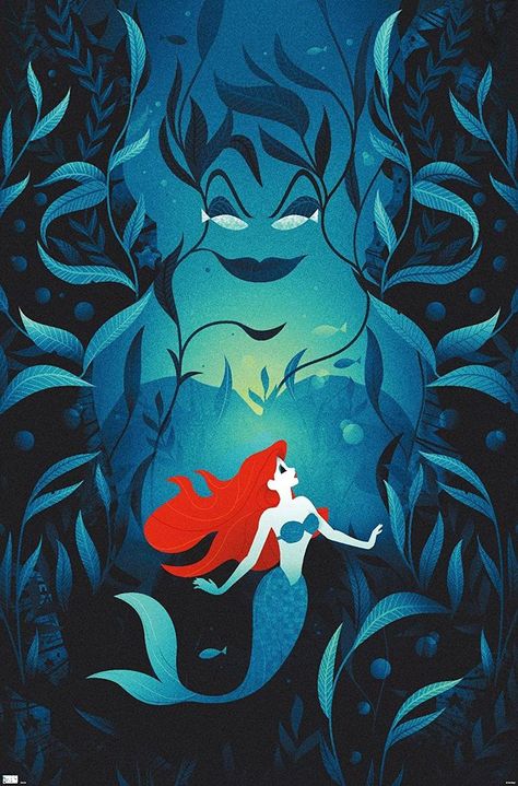 Disney Poster, Deco Disney, Disney Wall Art, Good Vs Evil, Creative Collaboration, Evil Disney, Image Princesse Disney, Mermaid Wallpapers, Disney Princess Ariel