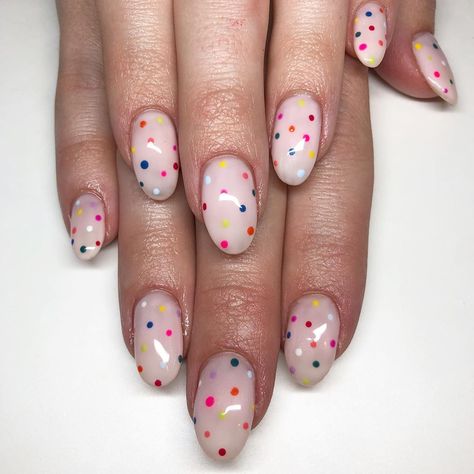 Clear Polka Dot Nails, Polka Dot Manicure, Rainbow Polka Dot Nails, White Nails With Dots, Black Polka Dot Nails, Spotty Nails, Dotty Nails, Now Nails, Sophisticated Nails