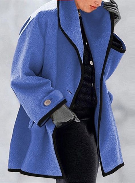 Ombre Shirt, Buy Coats, Wool Winter Coat, Lapel Coat, Long Overcoat, Winter Outwear, Long Sleeves Coats, Woolen Coat, Retro Chic