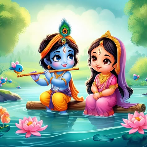 Cartoon Radha Krishna, Cute Radha Krishna Images, Baby Radha Krishna, Cartoons Krishna, Ganesha Artwork, Easy Rangoli Designs Videos, Krishna Drawing, Boho Art Drawings, Little Krishna