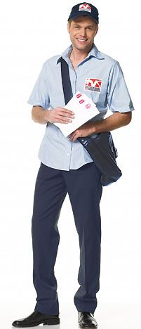 Mailman Costume  Great for Valentines Day costume too! Postman Outfit, Mailman Costume, Messanger Bag, Deer Costume, Blue Costumes, Diy Costumes Kids, Outfit Png, Homemade Costumes, Dog Lady