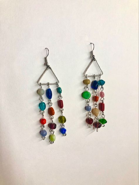 handmade wire earrings with beads Diy Hippie Earrings, Diy Hippie Jewelry, Hippie Jewelry Diy, Hippy Earrings, 80s Earrings, Bohemian Jewellery, 70s Hippie, Cali Girl, Earrings Wire