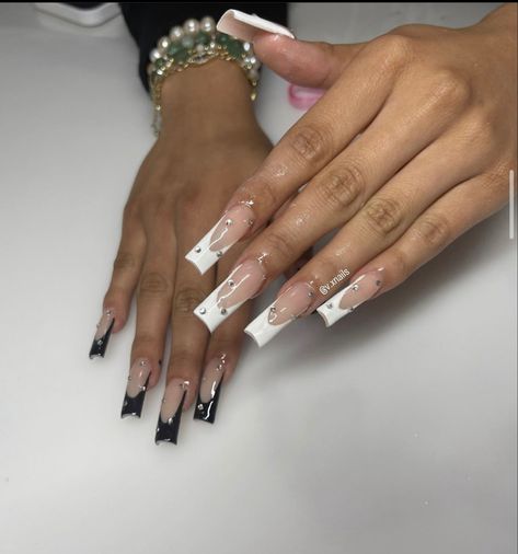 White And Black Nails Acrylic, Black And White Acrylic Nails, White And Black Nails, Beauty Maintenance, Black White Nails, Almond Acrylic, Birthday Quotes For Me, 2024 Nails, Prom Inspo