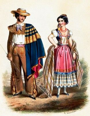 Traditional Mexican costumes 1850s. Fashion In Mexico, Mexico Costume, Mexican Traditional Clothing, Turkey Costume, Mexico History, Mexican Fashion, Mexican Outfit, Stylish Winter Outfits, Mexican Dresses