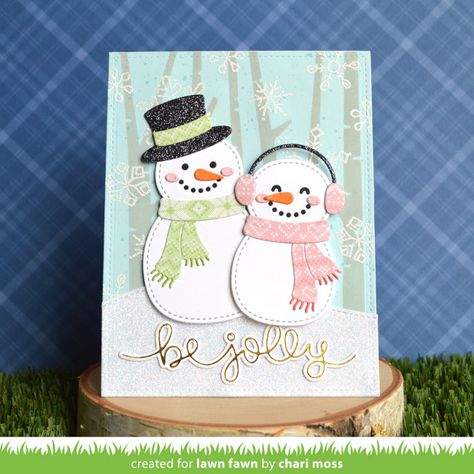 Lawn Fawn Intro: Build-A-Snowman - Lawn Fawn Birch Tree Stencil, Welcome To September, September Inspiration, Black Glitter Top, Christmas Palm Tree, Winter Paper, Lawn Fawn Blog, Beachy Christmas, Tree Stencil