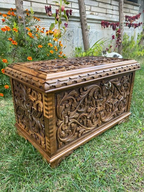 Ottoman wooden chest, hope chest, blanket trunk coffee table Trunk Coffee Table, Coffee Table Storage, Room Looks, Wooden Trunks, Coffee Table Trunk, Chest Coffee Table, Turkish Culture, Cedar Chest, Blanket Chest