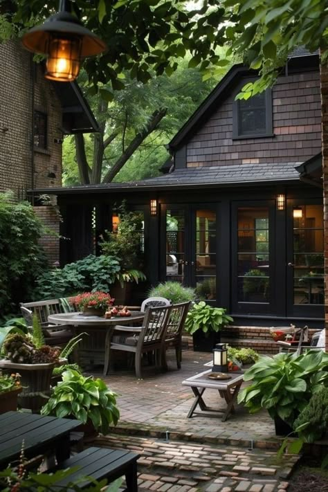 Black Houses, Outside Spaces, Outdoor Living Spaces, Home Exteriors, Mountain Home, Backyard Oasis, Backyard Decor, Backyards, Back Porch