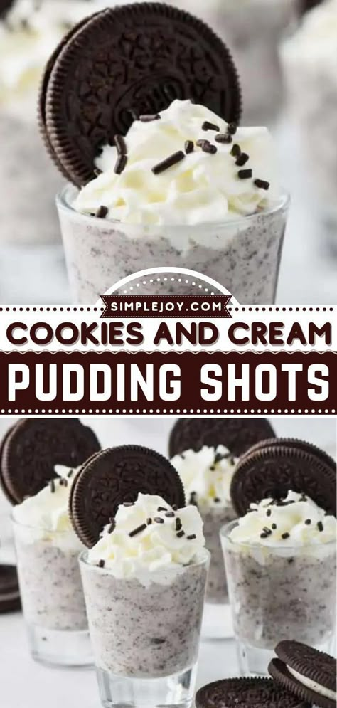 Easy Pudding Shots, Pudding Shots Alcoholic, Cookies And Cream Pudding, Chocolate Pudding Shots, Pudding Shot Recipes, Shots Alcohol Recipes, Easy Pudding, Jello Pudding Shots, Oreo Pudding