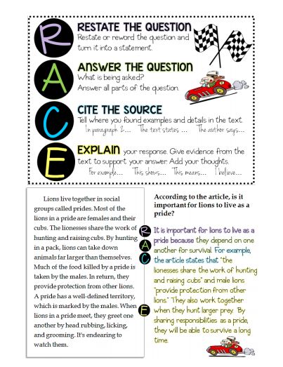 Races Writing Strategy, Race Strategy, Race Writing, Constructed Response, Writing Anchor Charts, Essay Template, 4th Grade Writing, Time Worksheets, Writing Instruction