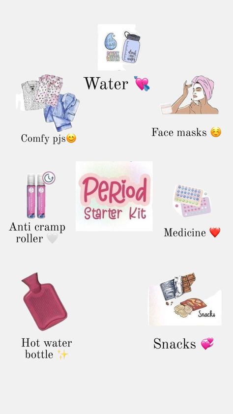 Water Face Mask, Period Starter Kit, Period Supplies, Comfy Pjs, School Supplies Shopping, Starter Pack, Happy Lifestyle, Skin Care Tools, Starter Kit