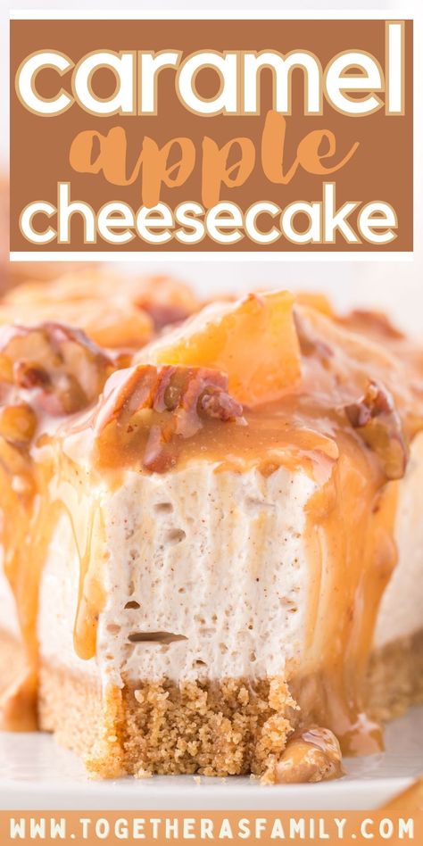 No Bake Caramel Apple Cheesecake, Cheesey Recipes, Cheesecake Cream Cheese, Caramel Apple Pie Filling, Caramel Apple Cheesecake Recipes, No Bake Cheesecake Recipes, Cinnamon Graham Cracker Crust, Apple Cheesecake Recipes, Cheesecake Homemade