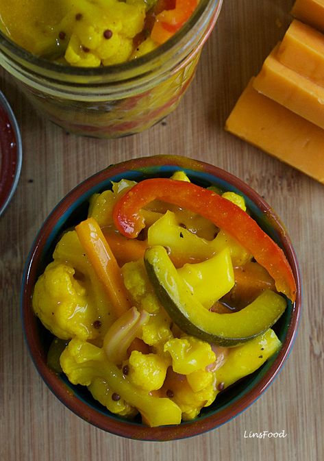 Piccalilli Recipe - a favourite English Pickle Piccalilli Recipes, Turmeric Paste, Platter Ideas, Types Of Vegetables, Apple Pear, Curry Leaves, Old English, Salad Bowls, Relish