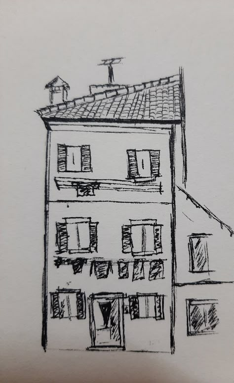 [𝑺𝒂𝒗𝒆 & 𝑭𝒐𝒍𝒍𝒐𝒘]~♡´･ᴗ･`♡ Easy Rough Sketches, Pen Only Drawing, Black And White Sketches Simple, Drawing Buildings Sketch Simple, 2d Sketch Art, Engineering Sketches Drawings, Building Pen Sketch, Building Pen Drawing, Sketch Ideas With Pen