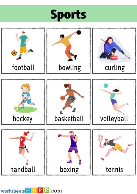 Sports Flashcards, Mental Activities, Tetherball, Pentathlon, Nordic Skiing, Synchronized Swimming, Conversational English, Vocabulary List, Different Sports